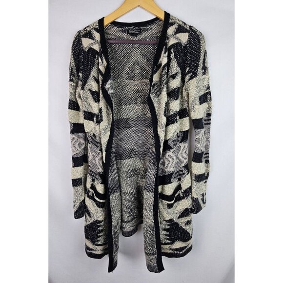 Lucky Brand Women's Cardigan Sweater Size XS Black Gray Open Front Knit Duster - Picture 1 of 9